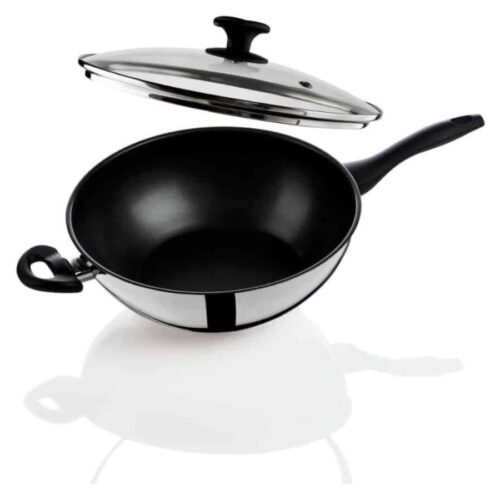 ERNESTO® RVS Wokpan Ø32 cm - 5 L - Gecoat - Met ILAG® Ultimate HL - Hittebestendig tot 160 °C
