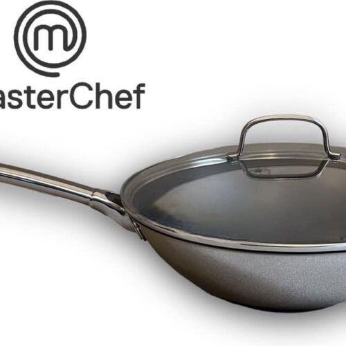 MasterChef - Wokpan - met glazen deksel - 28 cm - Geschikt voor alle warmtebronnen (ook Inductie)