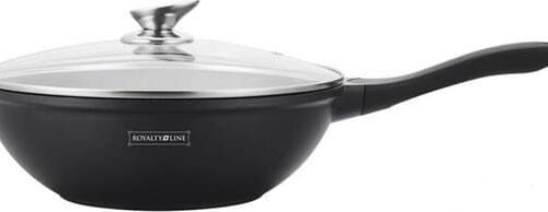 Royalty Line Marmercoating Wokpan - Inclusief Glazen Deksel - 28 cm - Zwart