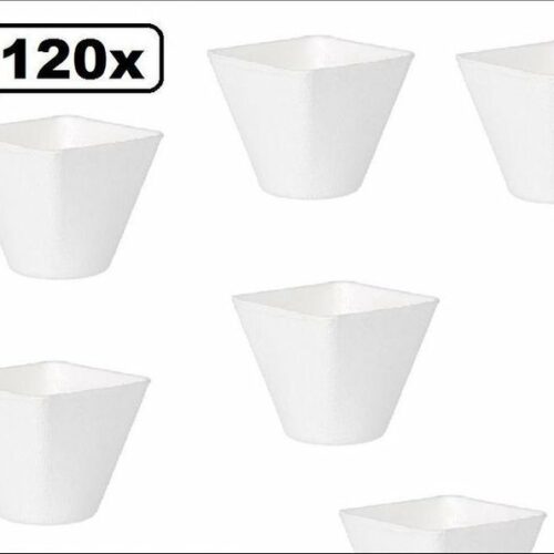 120x BIO Amuse cup 60ml wit - Amuse tapas snack schaal cup bakje feest party festival