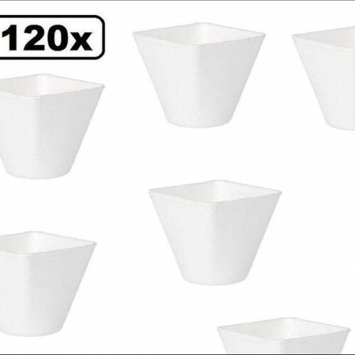 120x BIO Amuse cup Suikerriet 60ml Wit - Amuse tapas snack schaal cup bakje