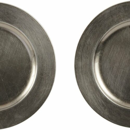 12x Ronde diner/kerstdiner borden/onderborden graniet groen glimmend 33 cm - Onderborden / onderzet borden