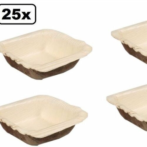 25x Amuse Palmblad 70mm x 70mm - Amuse tapas snack schaal cup bakje kerst gala huwelijk festival koken restaurant hawai tropical