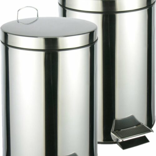 2x stuks RVS pedaalemmers/vuilnisbakken 40 cm 12 liter - Afvalemmers badkamer/toilet/keuken