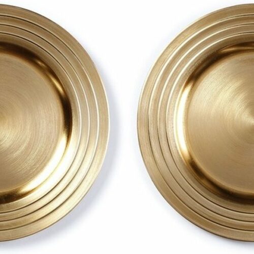6x Diner/kerstdiner borden/onderborden goud 33 cm rond - Onderbord / kaarsenbord / onderzet bord
