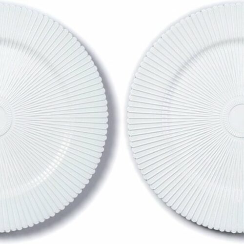 8x Diner/kerstdiner borden/onderborden wit structuur 33 cm rond - Onderbord / kaarsenbord / onderzet bord