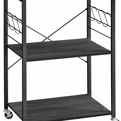 ACAZA Keukentrolley - Serveerwagen - Keukentrolley op Wieltjes - Keukenrek - Keuken trolley - Serveerwagen op Wieltjes - 89 x 60 x 40 cm (H x L x B) - Zwart