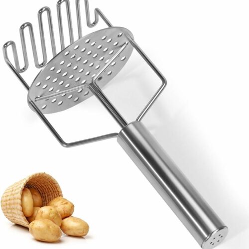 Aardappelstamper van roestvrij staal, aardappelstamper voor vaatwasserbestendig, aardappelpuree, aardappelpers, groentestamper voor aardappelpuree, fruit en groenten