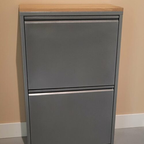 Afvalemmer - vuilnisbak voor afvalscheiding - 4 binnenemmers 10L + 15L + 20L + 24 L totaal 69L - met eiken paneel - metallic grijs