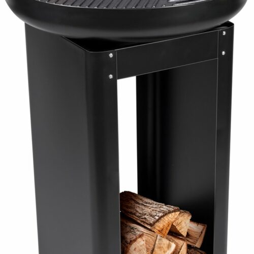 BBQ Collection 3-in-1 Vuurkorf en Grillplaat - Tuinhaard 61 x 90 cm - met Teppanyaki Bakplaat - Plancha BBQ met Brandhout Opslagplaats - Vuurkorf voor Buiten - Metaal