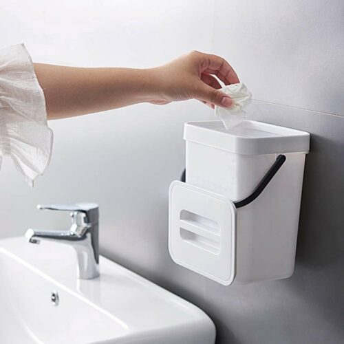 Biologische afvalemmer keuken set van 2 (5 l + 3 l) kunststof compostemmer, geurdicht op te hangen, afvalemmer met deksel voor dagelijks gebruik biologisch afval (groen)