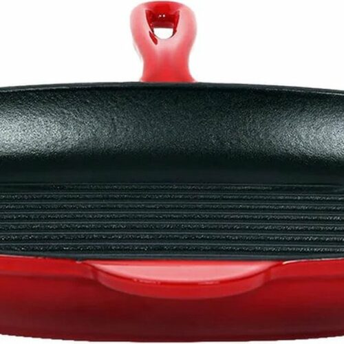 Bonapi® Grillpan Gietijzer - Inductie - Rood - 28 cm