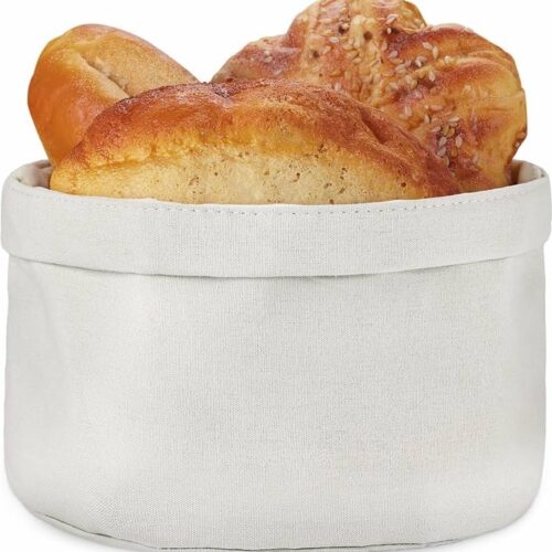 Broodmand stof, opvouwbare broodmand, 100% katoenen broodmand, ontbijtmand, veelzijdige opbergmand voor het bewaren van brood, fruit, speelgoed, enz. (lichtgrijs)