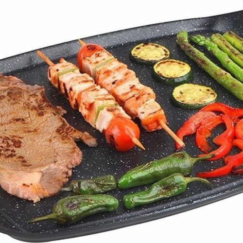 Cheffinger Grillplaat XXL - 47cm - Zwart - Inductie