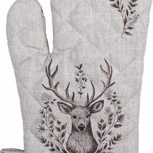 Clayre & Eef Ovenwant 18x30 cm Beige Katoen Hert