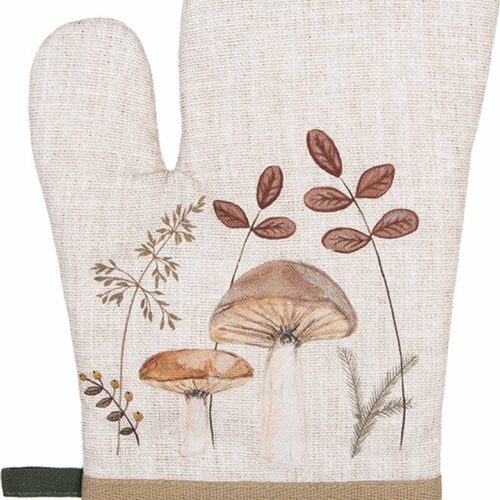 Clayre & Eef Ovenwant 18x30 cm Beige Katoen Paddenstoelen