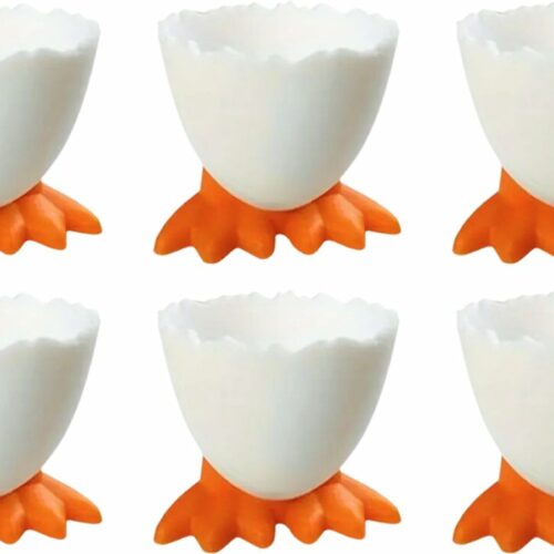 Eierdopjes eenden voetjes - set van 6 - wit - pasen/plastic/kinderen/eidoppen/eierdop/ei/eidopjes/paas decoratie/paasdecoratie/versiering