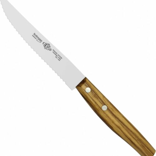 Eikaso Solingen Steakmes met Gekarteld Lemmet 12 cm - Olijfhouten Heft