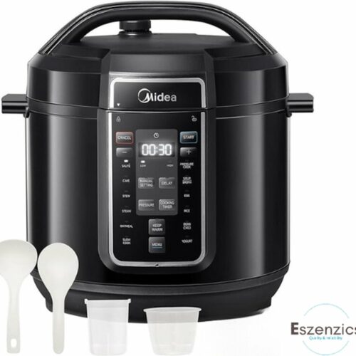 Eszenzics™ Elektrische Snelkookpan XL - Multicooker 1200W - 8 liter - Anti-aanbak - 9-in-1 cooker - 12 programma's - LED scherm - Timer - Kookpan - RVS - zwart
