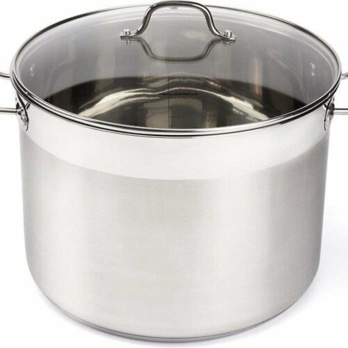 Florina Gastro RVS soeppan kookpan groot 32 x 26.5 cm - 18.5 liter - geschikt voor alle warmtebronnen ook inductie - Hoogwaardige materialen - inclusief glazen deksel