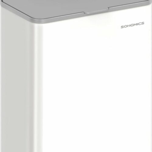 FurnStar - Vuilnisemmer hangend - 8 l compostemmer keuken - stalen afvalemmer met deksel voor biologisch afval - met haken - aan de kastdeur of muur - voor onderkast badkamer - wolkenwit