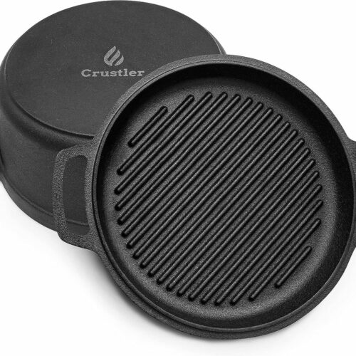 Gietijzeren pan 2-in-1 met grillpan als deksel om brood te bakken, 26 cm, 5 l grote braadpan, ingebrande broodbakvorm