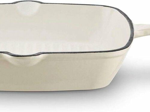 Grillpan, 26 x 26 cm, Crème, Geëmaileerd Gietijzer - Barbary & Oak | Foundry