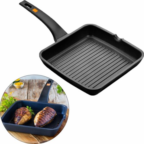 Grillpan Inductie - Grillpannen Gietijzer - 22cm - Zwart