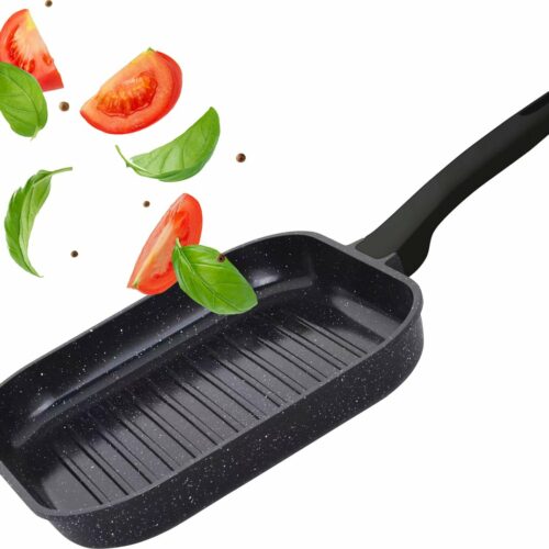 Grillpan inductie PFAS vrij - ⌀ 28 cm Grill pan Aluminium Grillpannen Inductie - Keramische pan - Zwart