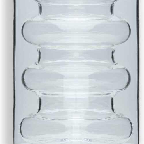 Intirilife dubbelwandig thermoglas - stijl met groeven - 190 ml inhoud - Mondgeblazen geïsoleerd voor latte macchiato, als theeglas of koffieglas met handvat