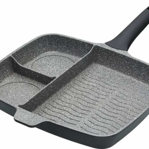Kitchen Craft MasterClass Driedelige Grillpan 32 Centimeter - Geschikt voor Inductie Antiaanbaklaag 3-in-1 Grillpan