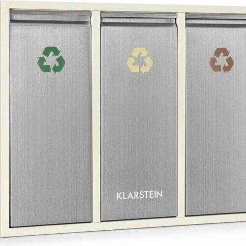 Klarstein Ordnungshüter 3 - Afvalemmer - 45 Liter (3 X 15 L) - Afvalscheider - Prullenbak - Créme Beige