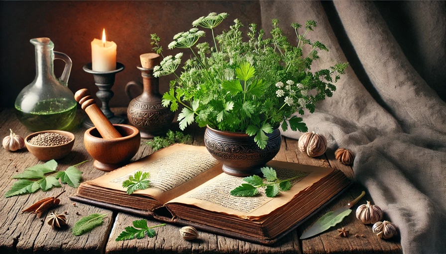 kruiden op historisch boek