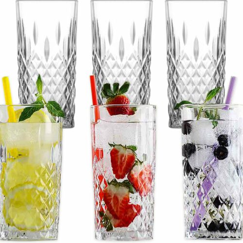 LAV Longdrink waterglas - 6 x 356 ml wijnglazen - glazen drinkfles 6 stuks - ODN440F