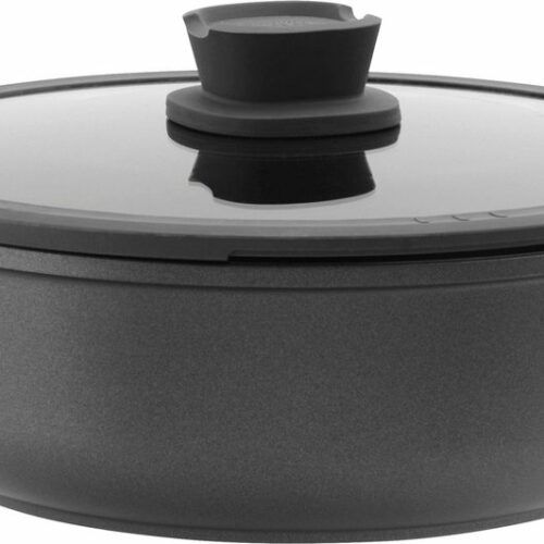 LEO Sauteerpan antikleef met dubbele handgreep en deksel Stone+ - ⌀ 28cm - Grijs - PFAS-vrij