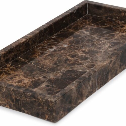 MOOISA - Marmer Dienblad - Tray bruin 15x30cm - rond marmer dienblad - vierkant marmer dienblad - decoratie schaal - tapasplank - serveerplank