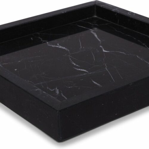 MOOISA - Marmer - Marmer dienblad zwart - Tray 30x30cm - rond marmer dienblad - vierkant marmer dienblad - decoratie schaal - tapasplank - serveerplank