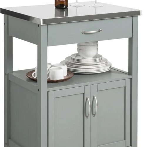 Mara Keukentrolley - Keukenkast - Opbergruimte - Wielen - Kantoor - Servies - Multifunctioneel - Grijs - MDF - 44 x 60 x 92 cm