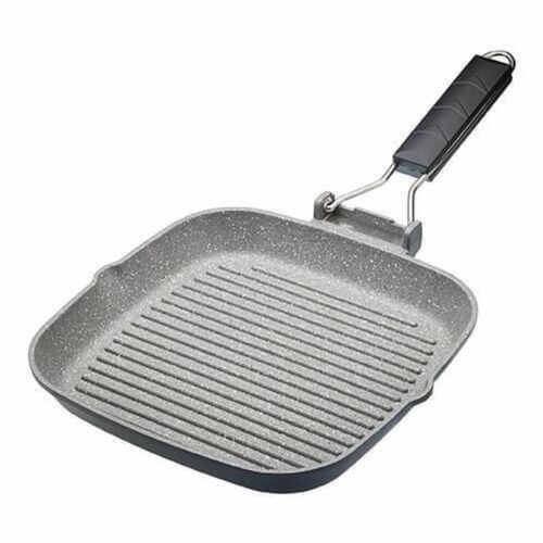 Masterclass Antikleef Inductie-Veilige Grillpan Met Inklapbare Handgreep - 24 cm (9,5 ") Aluminium Zwart