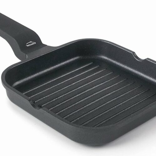 Mini-grillpan - Antiaanbak - Geschikt voor inductie - 1 stuk - Zwart - Gegoten aluminium - 14x14 cm