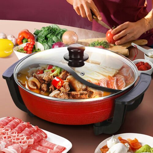 Mygroot - Duopan - Elektrische Hot Pot - Huishoudelijke Multifunctionele Mandarijn - Non-Stick Elektrische Hete Pot - 5 Liter