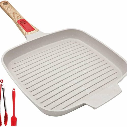 Niet-stick Bakplaat - koekenpan grillpan inductie - 1 stuk - wit - 26 cm