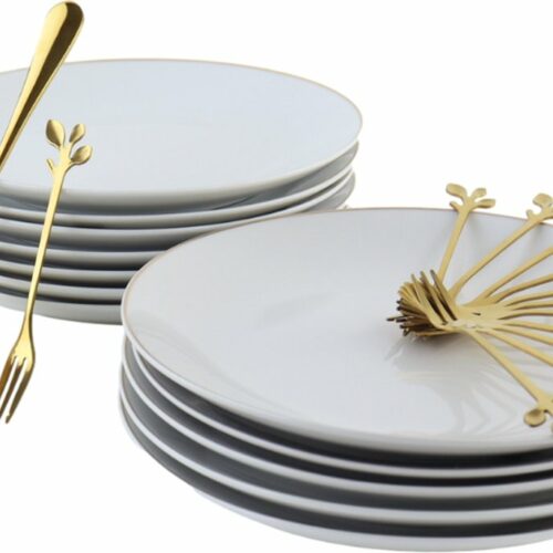 OTIX Taartschep met Gebaksvorkjes - Goud 12x - Dessertvorkjes - 12x - Gebaksbordjes - Dessert