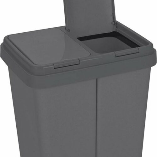 Pedaalemmer 30 Liter - Duo Prullenbak - 2 Vaks Afvalemmer - Pedaal Vuilbak - Perfect voor Afvalscheiding - Zwart