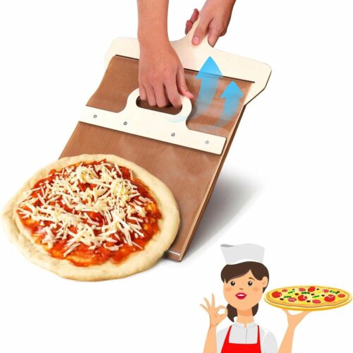 Pizzaschep, uitschuifbare pizzaschep, uitschuifbare pizzaschep met handvat (40 x 30 cm), pizzaschep met antiaanbaklaag voor het bakken van pizza en brood