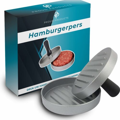 ProudProducts Hamburgerpers met 100 Wax Papiertjes - Hamburgermaker - Hamburger Pers - BBQ Accesoires - RVS
