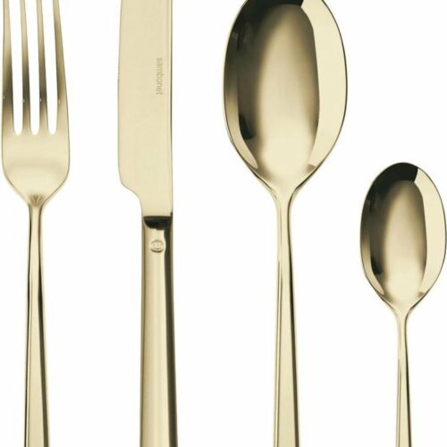 Sambonet Linear - Edelstahl / PVD Champagner Bestekset 24-delig. Volledige tang / Monoblok