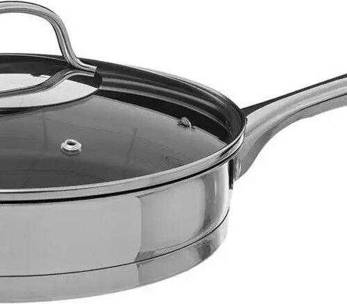 Secret de Gourmet - Hapjespan met deksel - Alle kookplaten/warmtebronnen geschikt - zilver - Dia 24 cm