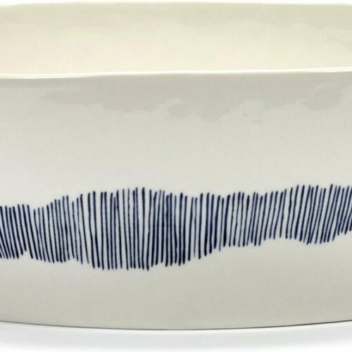 Serax Feast By Ottolenghi Saladeschaal ⌀28.5 White Stripes Blue