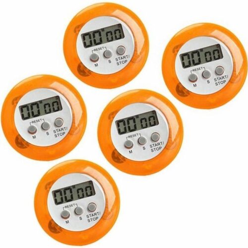 Set van 5 digitale timers, kookwekkers (alarmklok) oranje